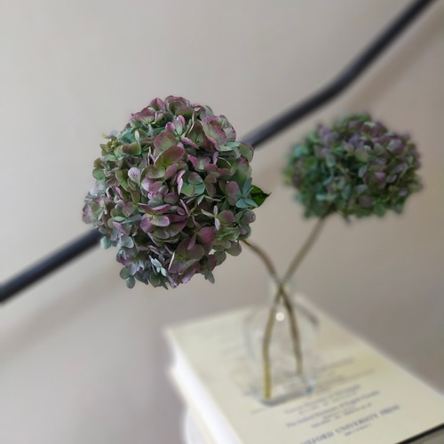 秋色紫陽花ドライフラワー丸い2本アンティークブルー ドライ 秋色紫陽花ドライフラワー丸い2本アンティークブルー ドライ
