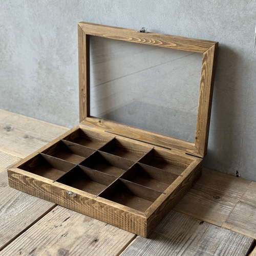 セミオーダー可能】仕切り付き 収納 ショーケース アンティーク