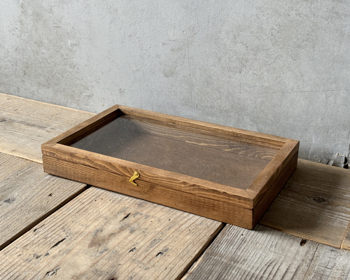 シンプルフレーム】アンティーク 木製ショーケースS アクセサリー