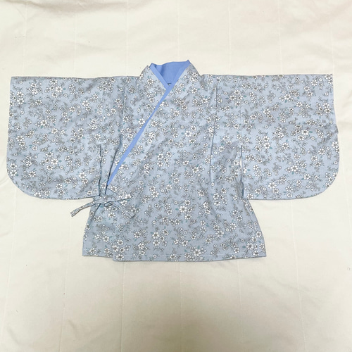 SALE】ベビー袴 ハンドメイド ベビー着物 水色 小花柄 水色 60