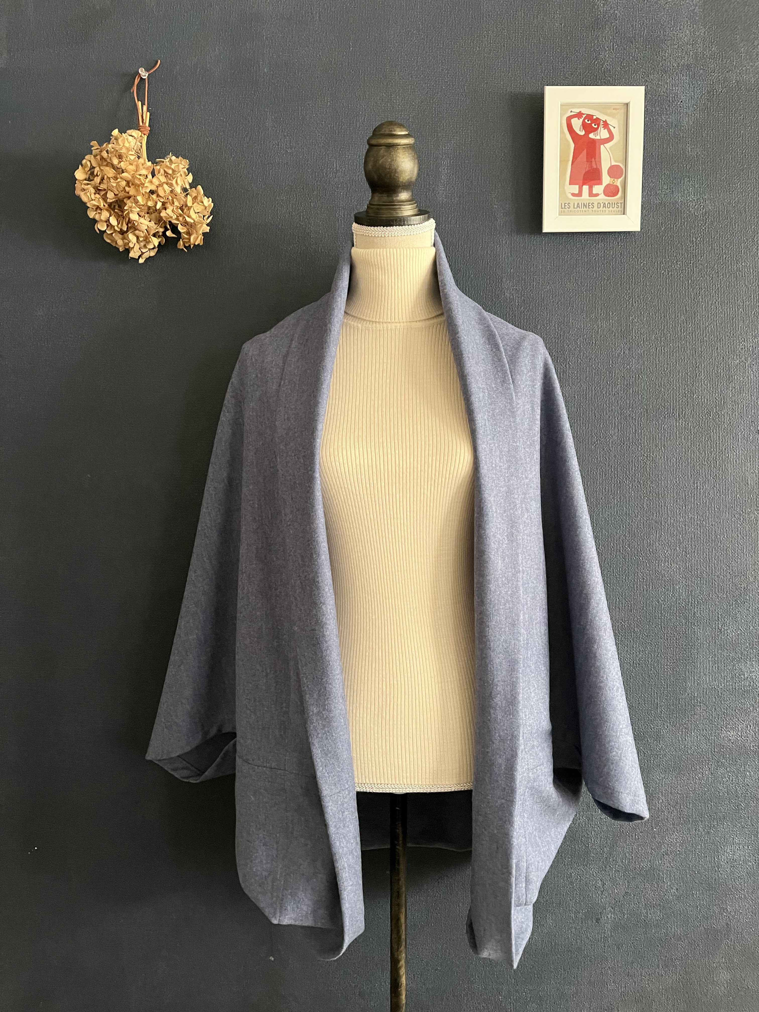 着物 羽織 コート ツイード モモンガ マーガレット グレー