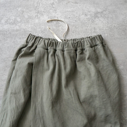 コクーン巻きスカート/カーキ/三河木綿刺し子織 6枚目の画像