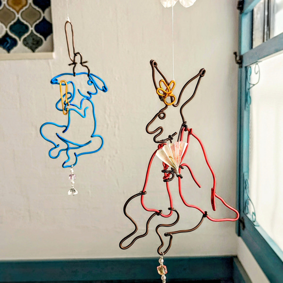 お雛様ウサギ モビール 鳥獣戯画 雛人形 桃の節句 うさぎ 和風