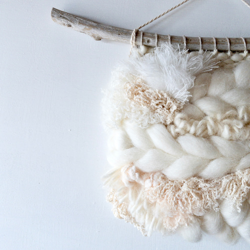 一点もの】流木 ウィービング タペストリー 『みるく色のたぺすとり。r  