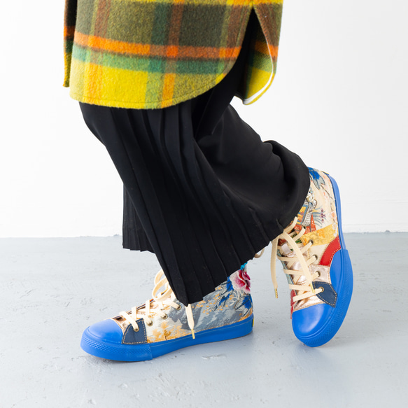 LE ROI SOLEIL / 尺寸 26.0cm 鞋匠翻新運動鞋可穿戴藝術和服 Obi 運動鞋 第15張的照片