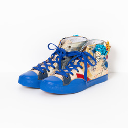 LE ROI SOLEIL / 尺寸 26.0cm 鞋匠翻新運動鞋可穿戴藝術和服 Obi 運動鞋 第11張的照片