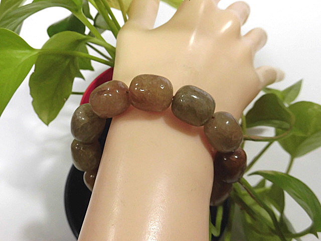 天然石 太鼓型 ルチルクォーツ(多彩針) ブレスレット 内周18.5cm　　230908311