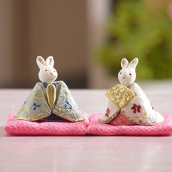 新作2023】陶器の小さなお雛様 ～ うさぎ雛 ひな人形・雛飾り