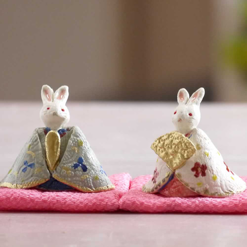 新作2023】陶器の小さなお雛様 ～ うさぎ雛 ひな人形・雛飾り ひよこ窯
