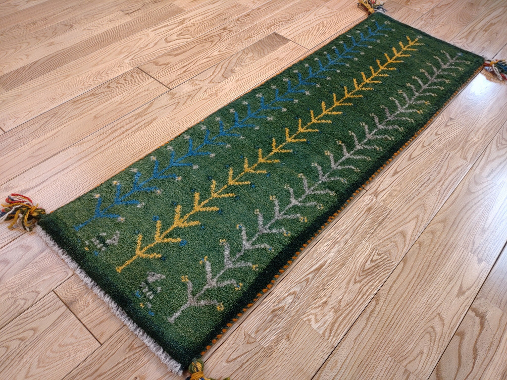 大特価35％OFF】ペルシャ　ギャッベ　ミニランナー　115x40cm　グリーン　生命の木　RD11926