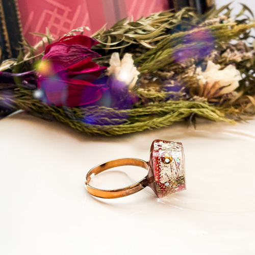 暖かみのあるカラー・ハートチョコレート風リング バレンタイン レジン  