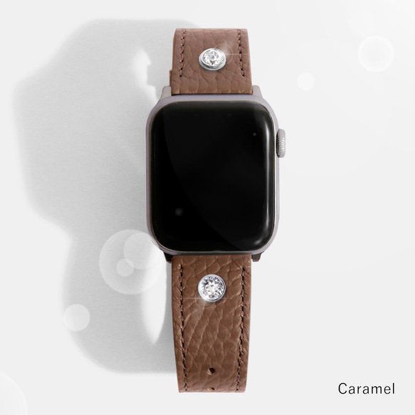 apple watch バンド 腕時計 ベルト 革 本革 イタリアンレザー ビーズ #nn00000205 2枚目の画像