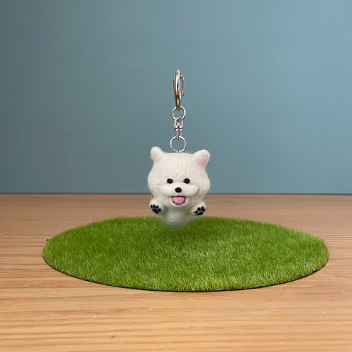 飛行犬ビションキーホルダー 羊毛フェルト ビションフリーゼ