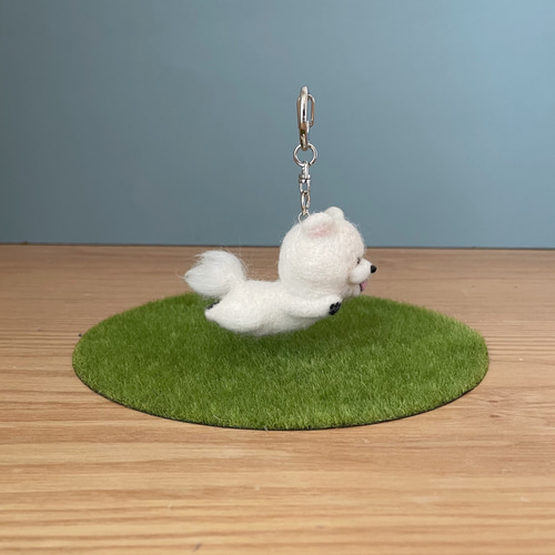 飛行犬ビションキーホルダー 羊毛フェルト ビションフリーゼ 