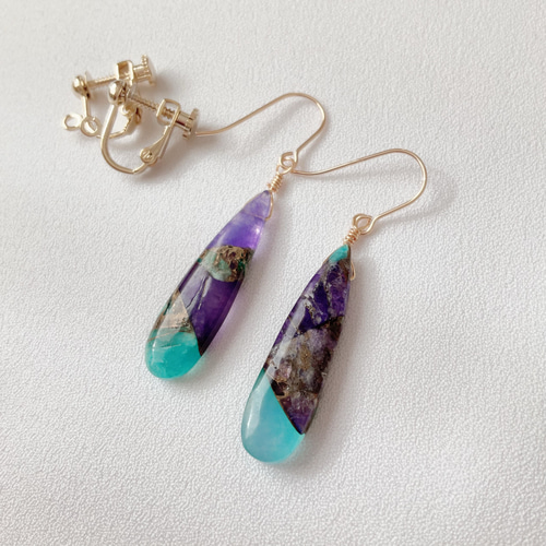 ブルーパープルコッパー ピアス,イヤリング/天然石 プレゼント