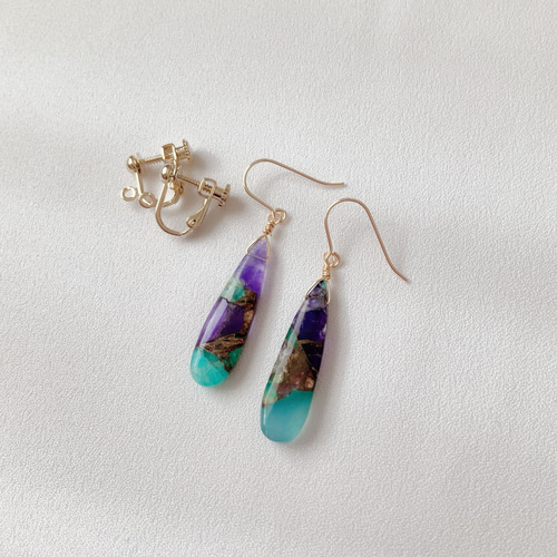 ブルーパープルコッパー ピアス,イヤリング/天然石 プレゼント