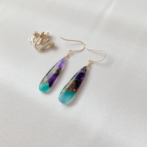 ブルーパープルコッパー ピアス,イヤリング/天然石 プレゼント