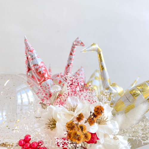 折り鶴バルーンの大人和ギフト《つがい》結婚祝い 結婚記念日