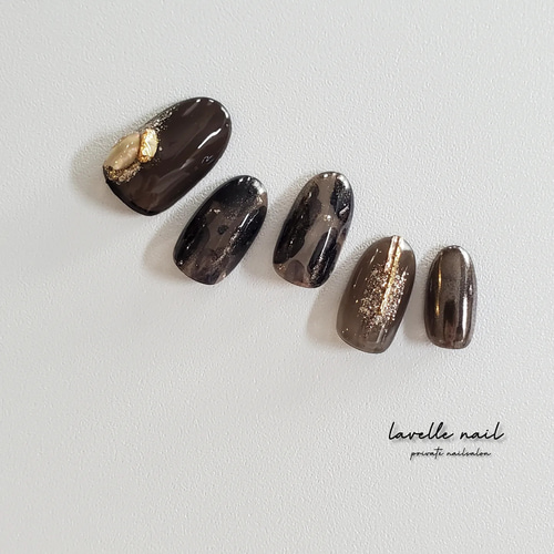 CHROME BLACK ニュアンスネイル ブラックネイル ブラウンネイル シアー