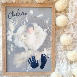 【A4】手形　足形　ポスター　ニューボーン　赤ちゃん　記念　命名書　出産祝い 2枚目の画像