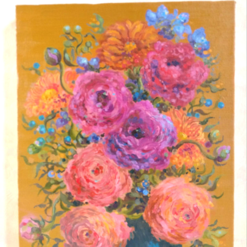 ラナンキュラス、油絵の原画 絵画 chuutakun 通販 15334552