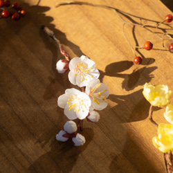 白梅 の 布花 ブローチ 5枚目の画像