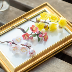 白梅 の 布花 ブローチ 2枚目の画像