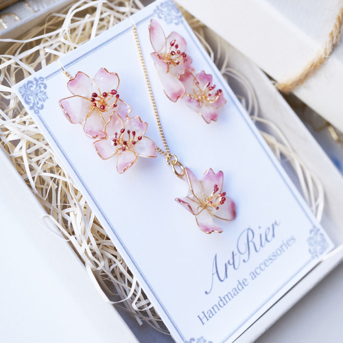 ほんのり桜jewelryセット ピアス（スタッド・一粒） ArtRier
