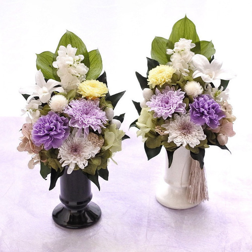 特選仏花　お供え花　百合の花　花器無し　一対　プリザーブドフラワー　造花無し 楽天市場】清 2 プリザーブドフラワー 仏花 左右 一対 花器無し