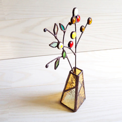 ステンドグラスの春色一輪挿し（お花付き） 7枚目の画像