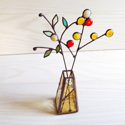 ステンドグラスの春色一輪挿し（お花付き） 6枚目の画像