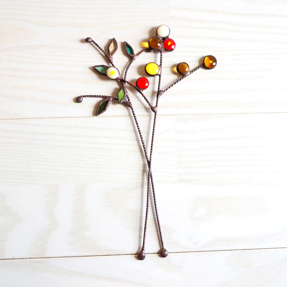 ステンドグラスの春色一輪挿し（お花付き） 9枚目の画像