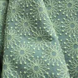 ◇レース半襟・半衿【幾何学模様 花】錆浅葱 3枚目の画像