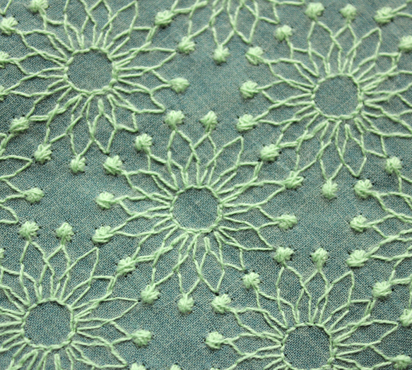 ◇レース半襟・半衿【幾何学模様 花】錆浅葱 2枚目の画像