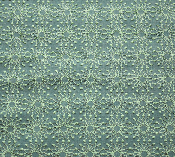 ◇レース半襟・半衿【幾何学模様 花】錆浅葱 4枚目の画像