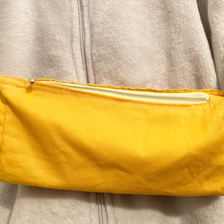 綿生地の黄色のスマホバッグ横型(裏地内ポケット付き) 19枚目の画像