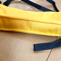 綿生地の黄色のスマホバッグ横型(裏地内ポケット付き) 15枚目の画像