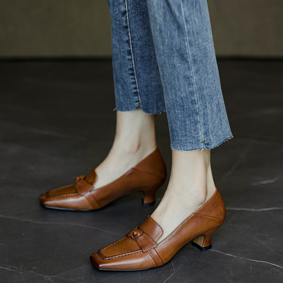 パンプス ドライビングシューズ 本革 ローヒール ローファー