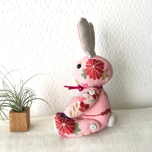 ビンテージ着物リメイク*うさぎ*ぬいぐるみ 薄紅色 その他