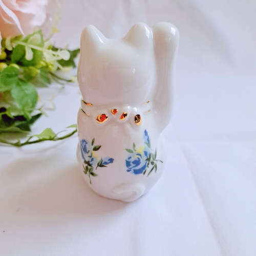 福を招く 招き猫 結婚祝い 還暦祝い 新築 玄関 リビング お花 ネコ