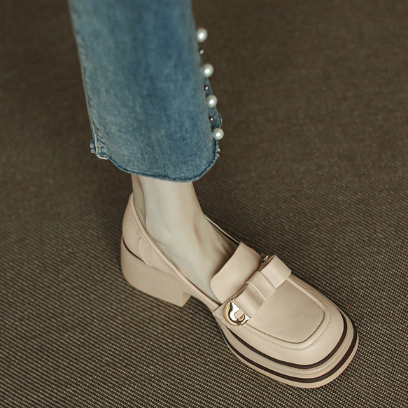 オペラパンプス 厚底靴 レディース靴 革靴 厚底 スニーカー スリッポン ローファー厚底 新色新柄2023 秋冬新作 4枚目の画像