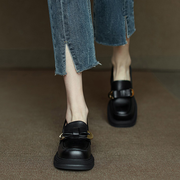 オペラパンプス 厚底靴 レディース靴 革靴 厚底 スニーカー スリッポン ローファー厚底 新色新柄2023 秋冬新作 2枚目の画像