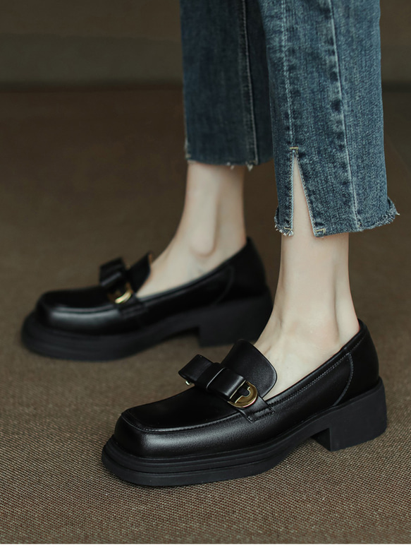 オペラパンプス 厚底靴 レディース靴 革靴 厚底 スニーカー スリッポン ローファー厚底 新色新柄2023 秋冬新作 9枚目の画像