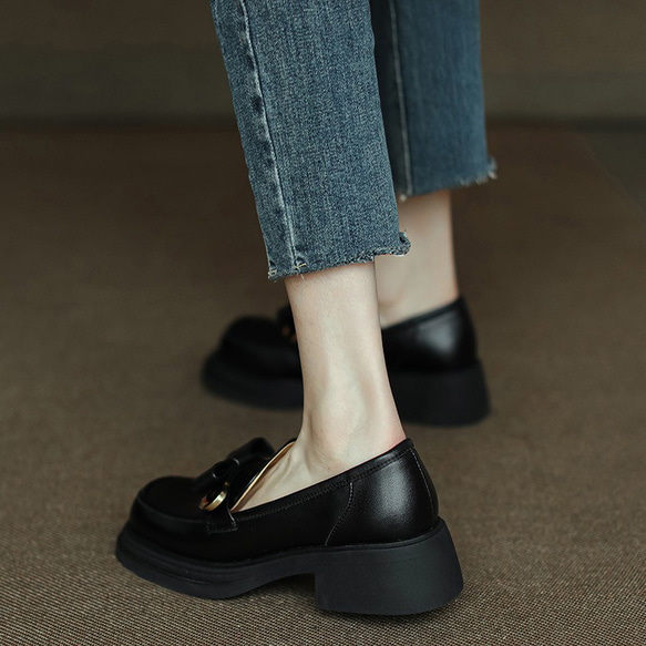 オペラパンプス 厚底靴 レディース靴 革靴 厚底 スニーカー スリッポン ローファー厚底 新色新柄2023 秋冬新作 3枚目の画像