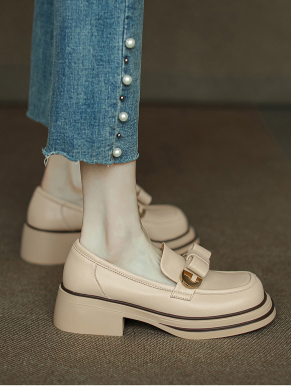 オペラパンプス 厚底靴 レディース靴 革靴 厚底 スニーカー スリッポン ローファー厚底 新色新柄2023 秋冬新作 8枚目の画像