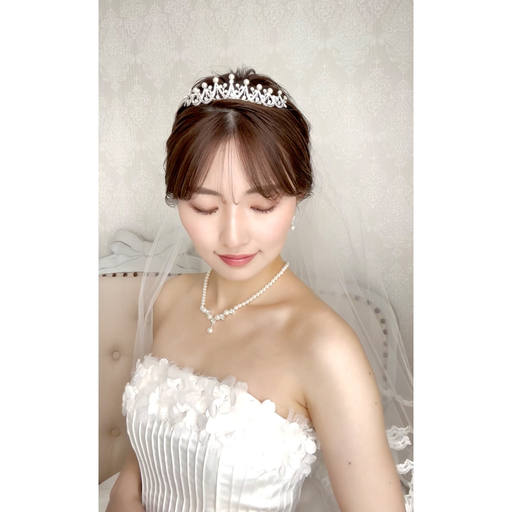 ネックレス　ウェディング　ブライダルネックレス　パール　ビジュー　シンプル 小枝　結婚式　挙式　前撮り　イヤリングN10