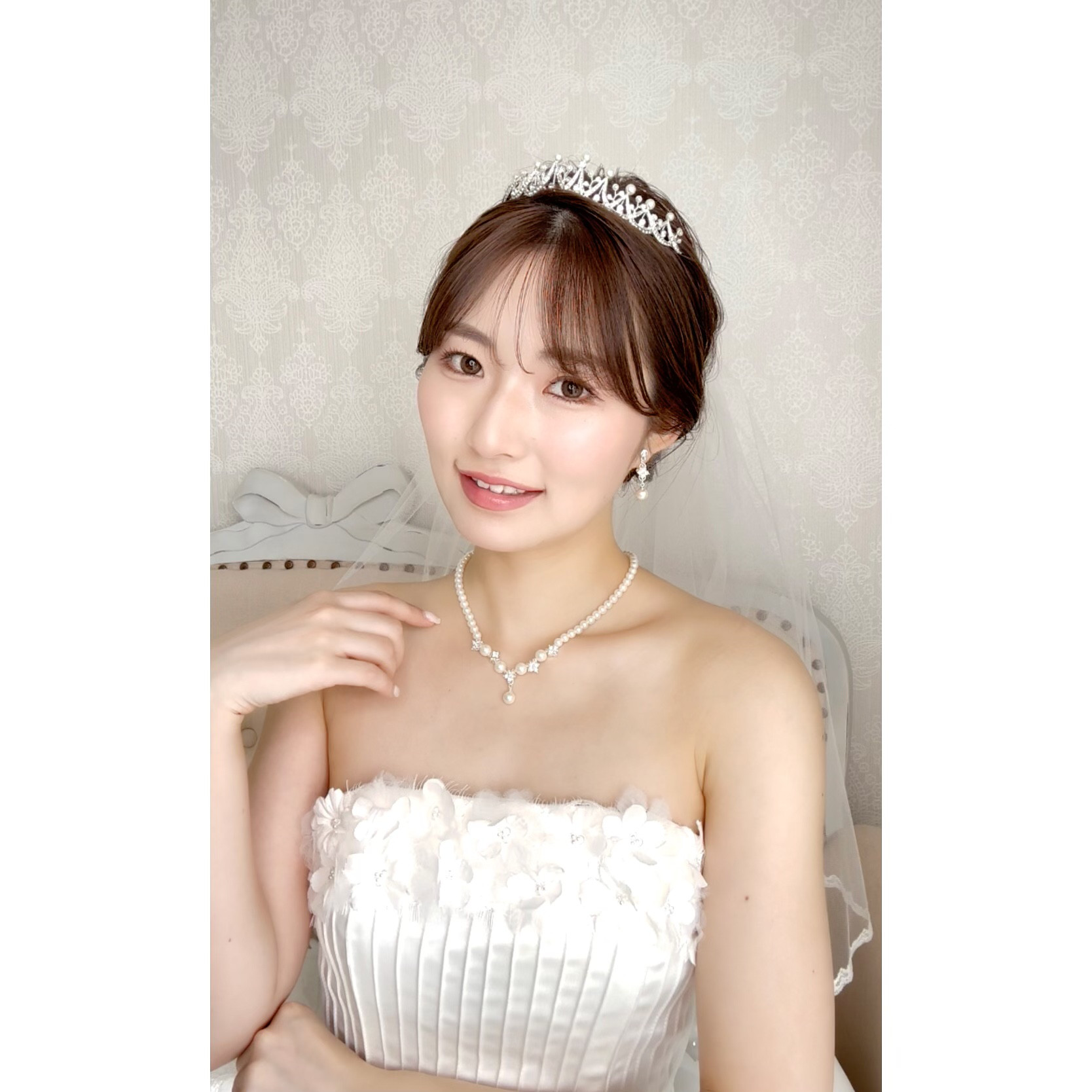 ネックレス　ウェディング　ブライダルネックレス　パール　ビジュー　シンプル 小枝　結婚式　挙式　前撮り　イヤリングN10