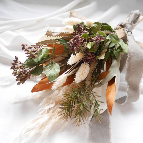 swag/スワッグ/ビバーナムティナス/グレビレアゴールド/ラグラス