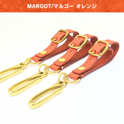 厚い革1枚のグローブホルダー【MARGOT/マルゴー オレンジ×ホワイトカラー】イタリアンレザー 受注生産 14枚目の画像