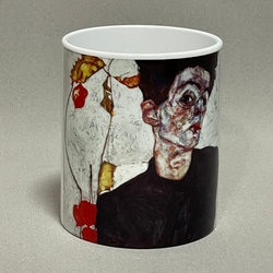 エゴン・シーレ　ほおずきの実のある自画像　マグカップ 2枚目の画像